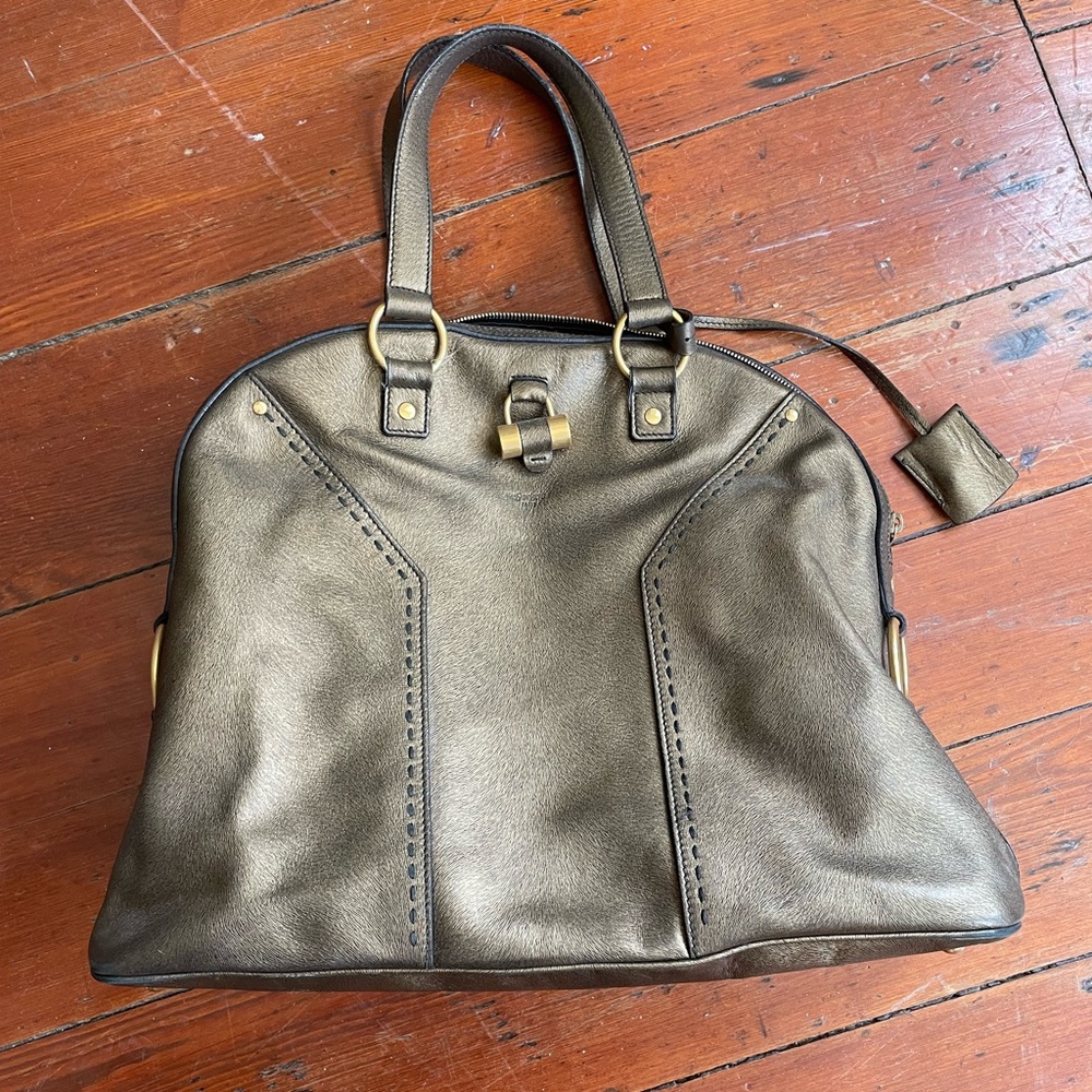 GORGEOUS XL YSL MUSE BAG IN TEXTURED BRONZE